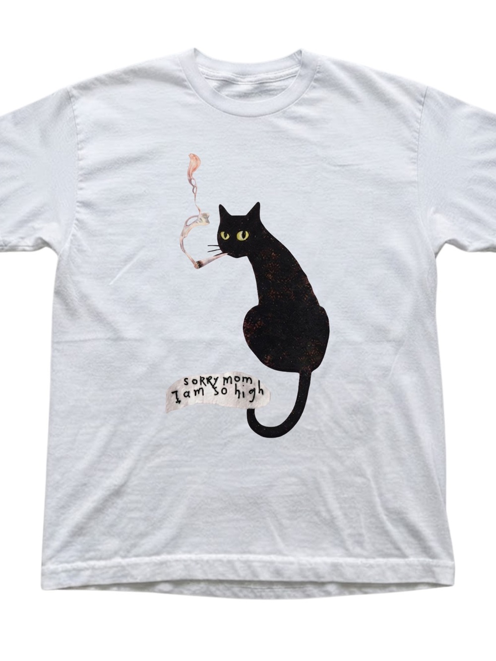 Funny Black Cat Graphic Print Gildan Cotton Crewneck T-Shirt